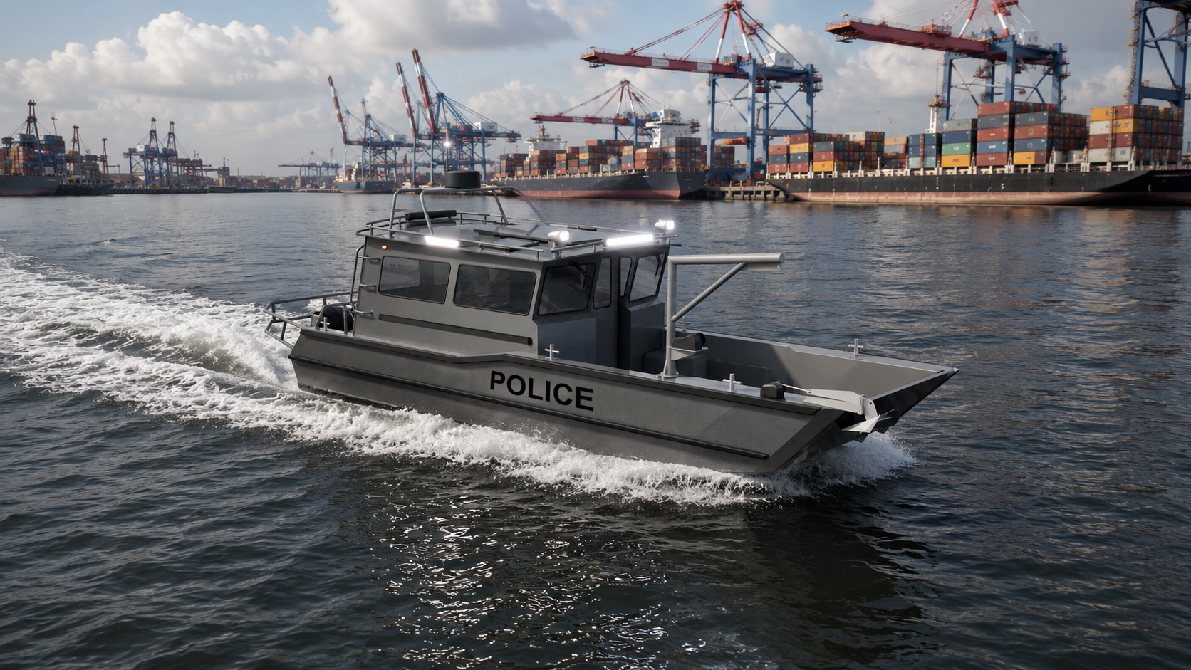 Professional Aluminum Police Patrol Boats – Defender 9 slide