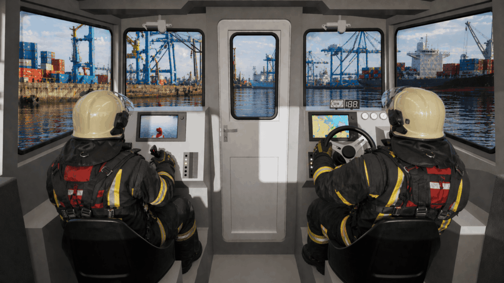 Professional firefighting cabin boat DEFENDER9