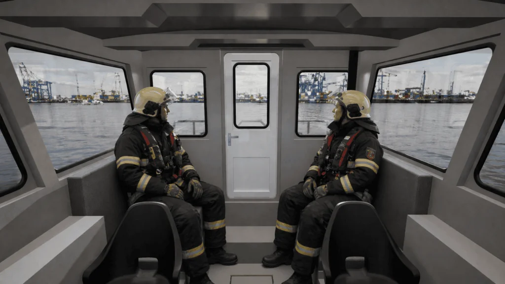 Aluminum fireboat cabin and control station